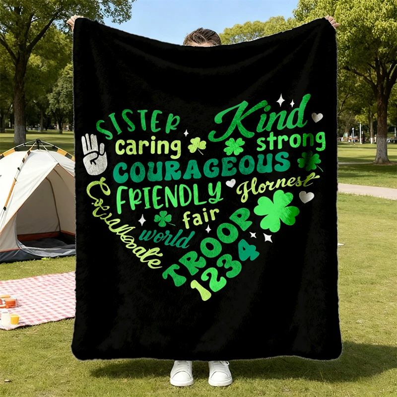 Scout Troop Flannel Blanket, Scout Leader Flannel Throw, Camping Coquette Cozy Blanket