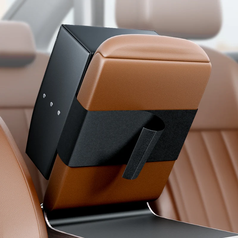 Car Armrest Storage Box PU Leather Universal Auto Center Console Organizer With Cup Holder Multi-Functional Arm Rest Tissue Box