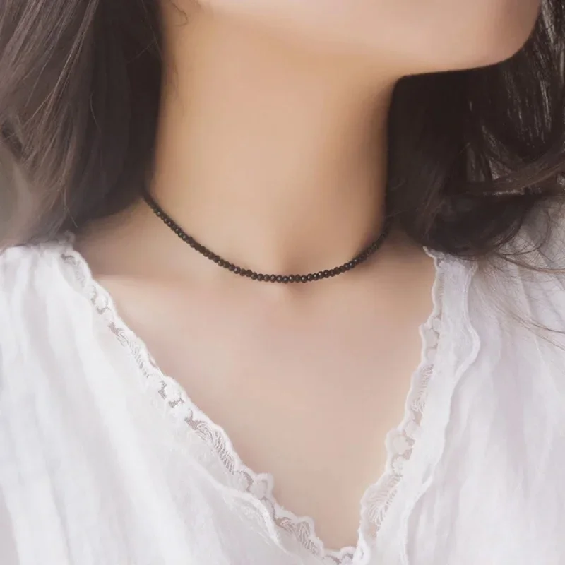 New Fashion Exquisite Simple Handmade Black Bead Necklace Clavicle Chain For Women Versatile Party Jewelry Gift Wholesale