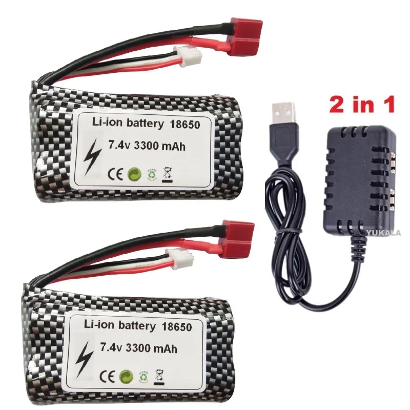 Upgraded 2S 7.4V 3300mAh Li-ion battery T plug/USB for SCY-16101PRO SCY-16102PRO SCY-16103PRO SCY-16201PRO R/C car truck parts