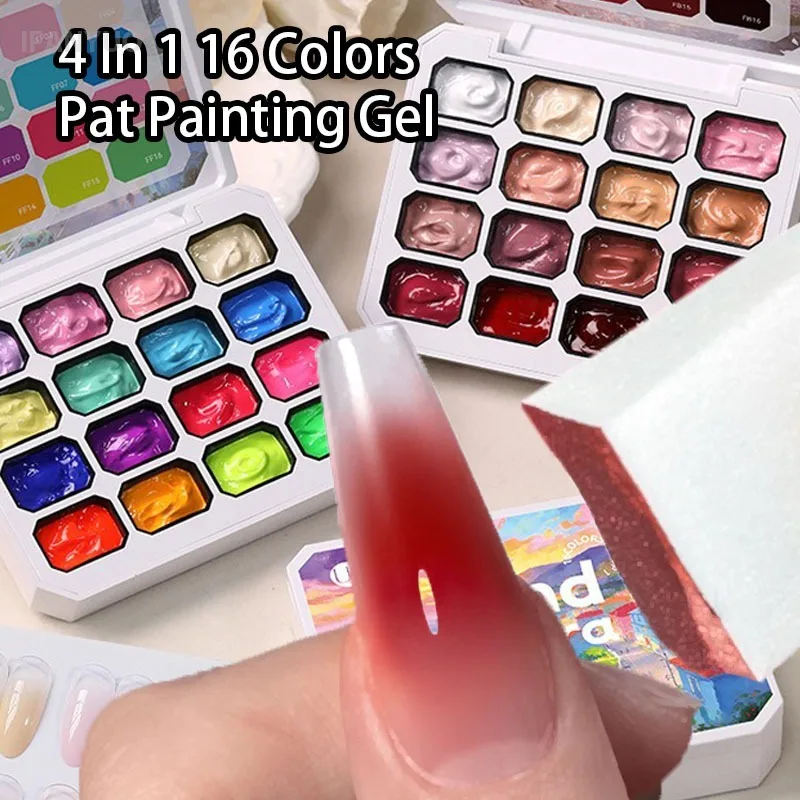 Gel de Uñas 4 en 1, 16 Colores, para Pintar Uñas, Degradado, Efecto Caramelo, Pintura al Óleo 3D, Paleta Creativa para Mezclar, Manicura, Arte de Uñas