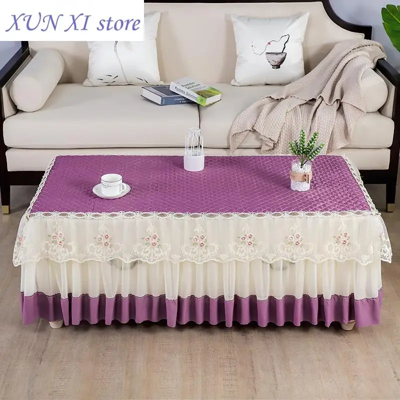 

New Pink Embroidered Tablecloth Lace Table Cloth Coffee Table Cover Rectangle Table Cover Rural Style Table Skirt