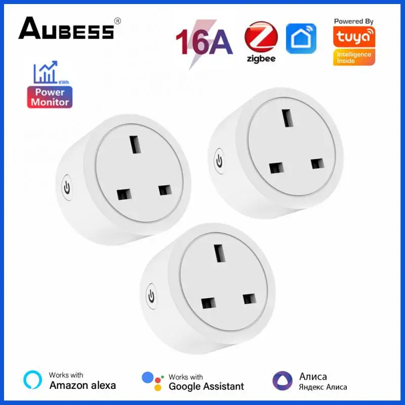 Tuya ZigBee Smart Plug UK 16A Timer Socket Smart Home Power Metering Outlet  Smart Life APP Control Works With Alexa Google Home