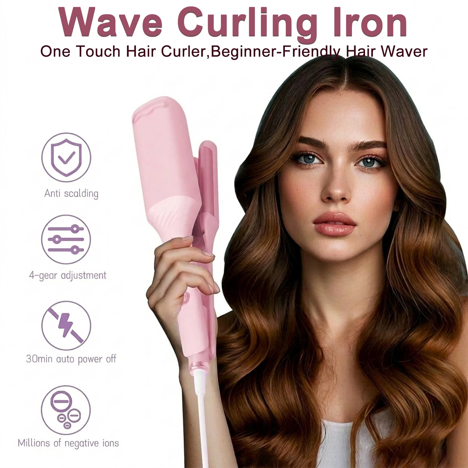 1.25 Inch Automatic Curling Iron,30s Fast PTC Heating & 4 Adjustable Temperatures ,Portable Deep Barrel Hair Waver with Negative Ions for Short, Medium & Long Hair, Ideal for Office, Travel, Dating & Daily Salon-Grade Styling