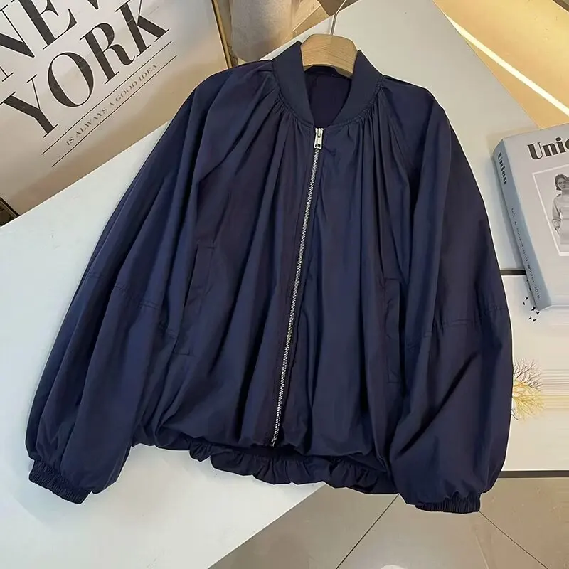 Chaqueta informal de manga larga para Mujer, abrigo elegante con cremallera y bolsillo que combina con todo, Moda de Primavera y verano, 2024