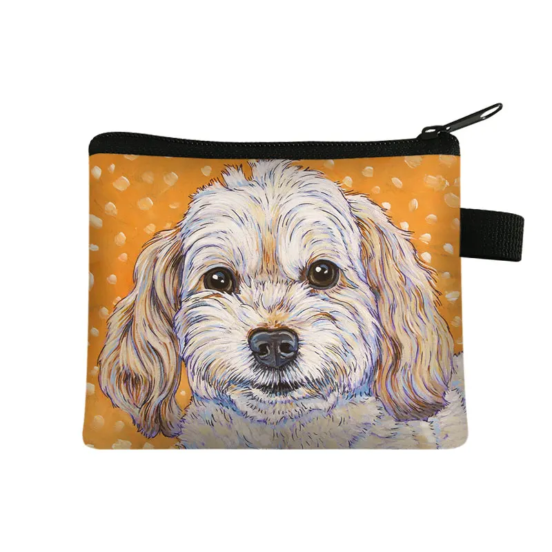 Cute Yorkshire Terrier / Australian Shepherd Dog Oil Paint Coin Bag Women Wallets Credit Card Money Bag Kawaii Coin Purses Gift