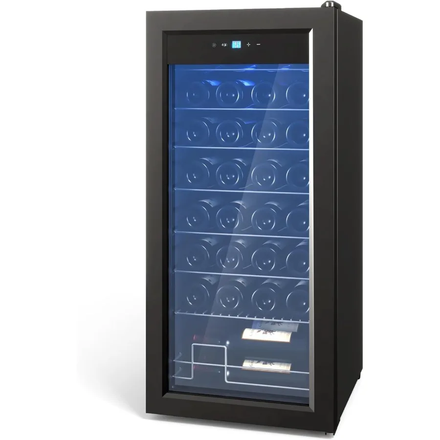 

Холодильник для вина вмещает 32-бутылки с улучшенным контролем температуры, идеально подходящий для хранения красного вина, белого вина, шампанского и пива.