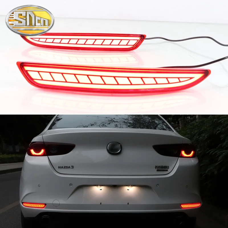 3-in-1 Functions LED Reflector Lamp Rear Fog Lamp Bumper Light Brake Light Dynamic Turn Signal For Mazda 3 Sedan 2020 2021 Axela