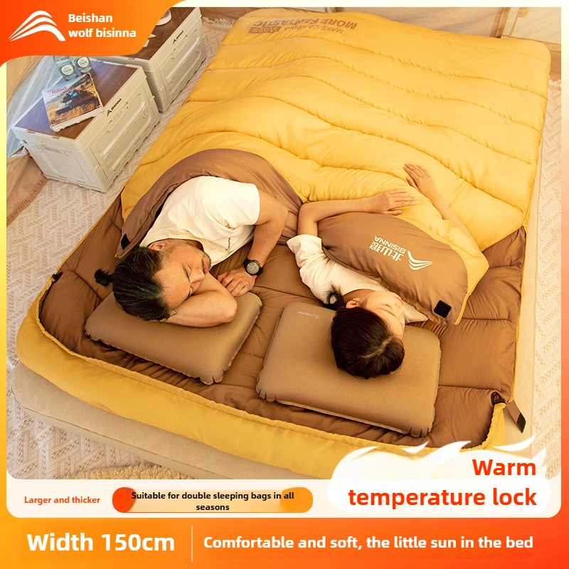 

Outdoor Camping Sleeping Bag Adults Double Warm Thickened Portable Cold Protection Winter Detachable Hiking Camping Sleeping Bag
