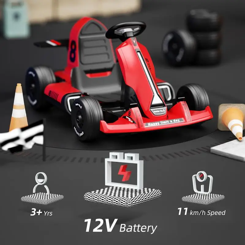 XJD 12V/24V  ElectricGo Kart for Kids Battery Powered Pedal Go Kart with Remote Control/ LED Lights /USB Bluetooth