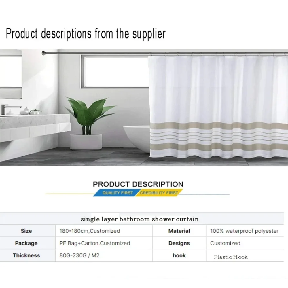 ม่านอาบน้ำลายดวงจันทร์และดาวเคราะห์สไตล์เรโทร ซักได้ กันฝุ่น หัวฝักบัวกันน้ำ ผ้าม่านอาบน้ำโพลีเอสเตอร์