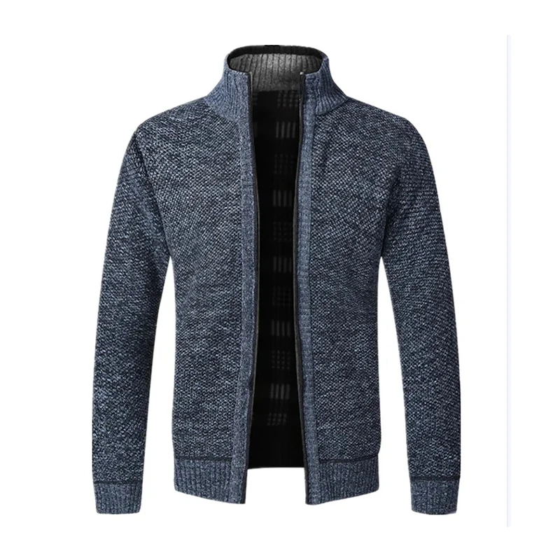 Autumn And Winter New Cardigan Long Sleeve Stretch Slim Fashion Casual Men\'s Clothing Stand Collar Zipper High Quality Sweater