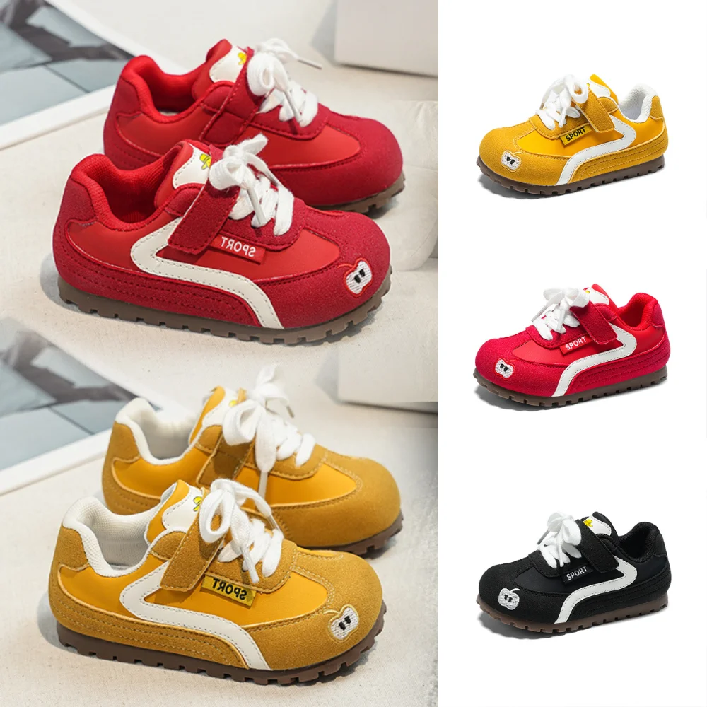 

PU Leather Sneakers For Children KPOP Spring Trend Fashion Children's Tennis Shoes Anti-slippery Sport Shoes For Kids