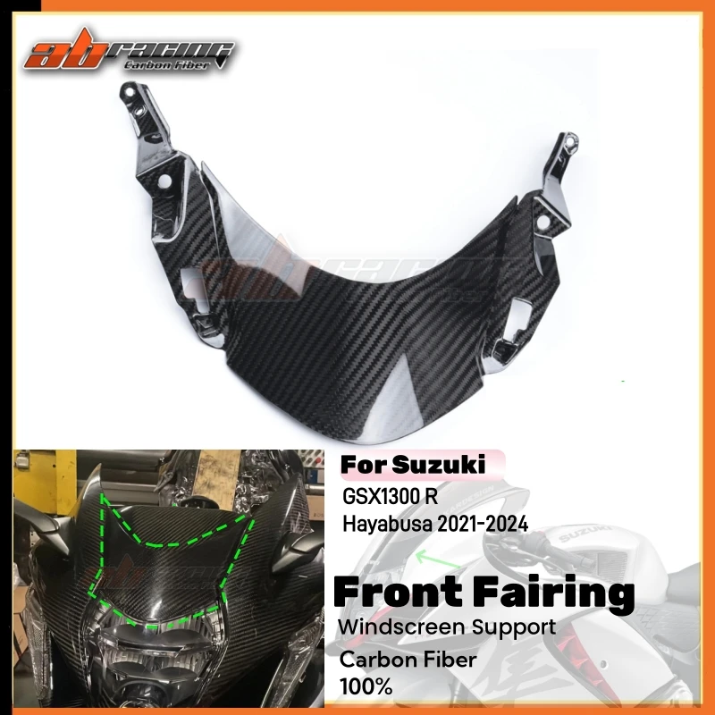 

Windscreen Support Front Fairing Fashion Cowling For Suzuki GSX1300 R Hayabusa 2021-2024 Full Carbon Fiber 100% Twill Glossy