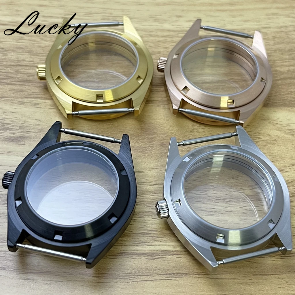 High Quality 38mm Sapphire Crystal Watch Case Fit NH34 NH35 NH36 Movement  S crown Silver 200m Waterproof Modified Accessories
