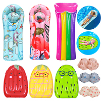 Children Inflatable Floating Row PVC Cartoon Unicorn Fruit Pattern Water Hammock Swimming Pool Air Mattress Water Sport Play Toy
