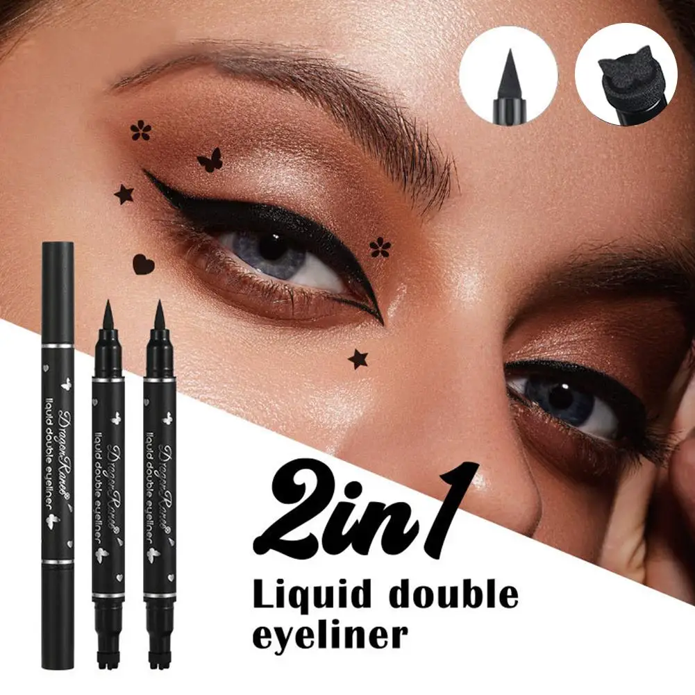 Dwugłowy eyeliner w kształcie gwiazdy Czarny długopis w pudełku Wodoodporny, odporny na pot Eyeliner Seal Kosmetyki kosmetyczne dla kobiet S8z0