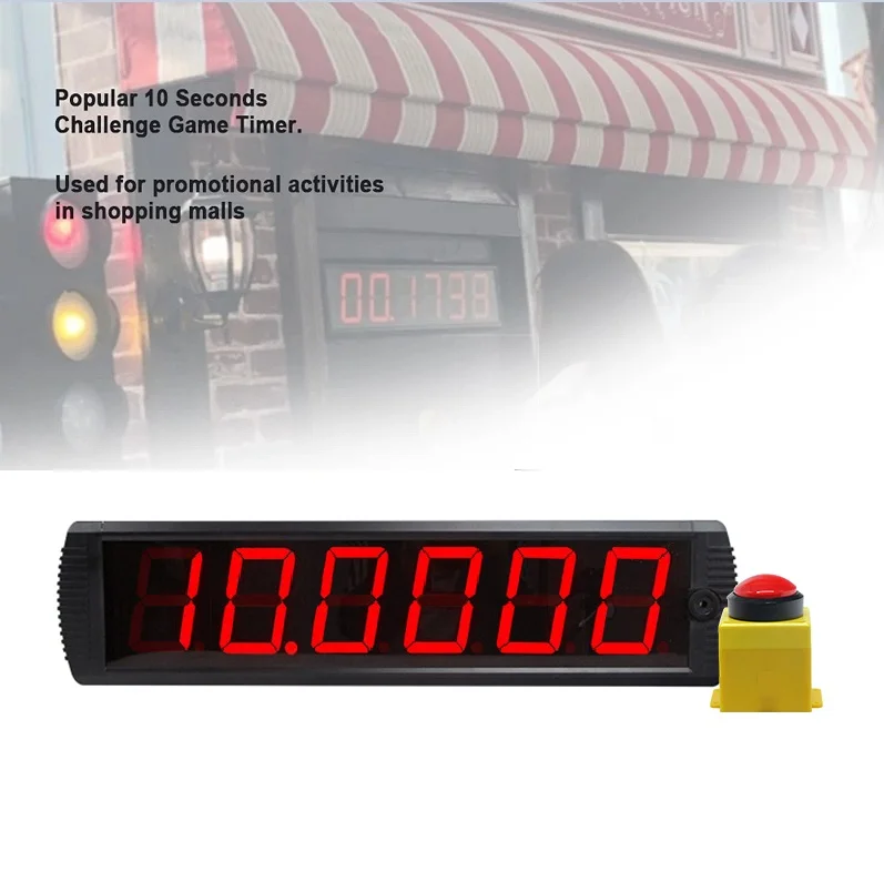 YZ High Difficulty Exactly 10 Seconds Challenge Clock 4 Inch LED Digital Display Games Timer with Push Start Pause Reset Button