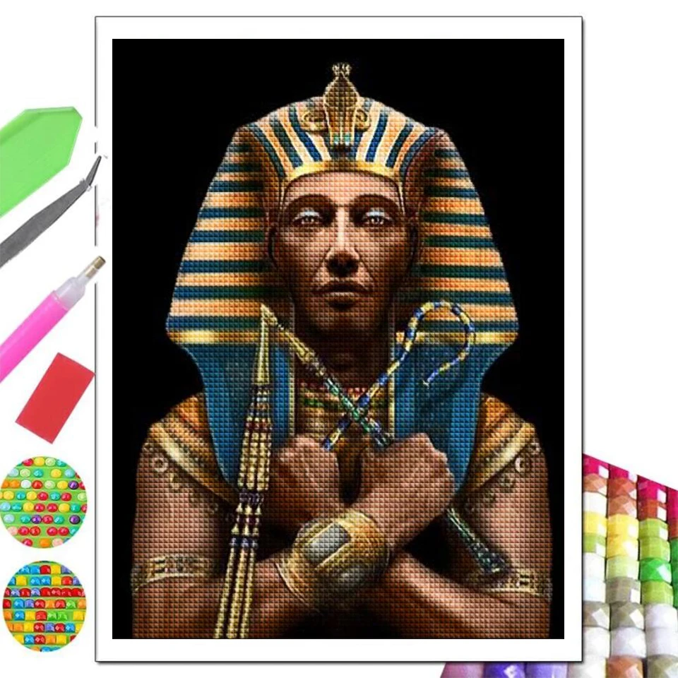 The Pharaoh Diy 5d Diamond Painting New 2023 Full Square Round Drill Portrait Mosaic Picture Rhinestones Embroidery Gift Art