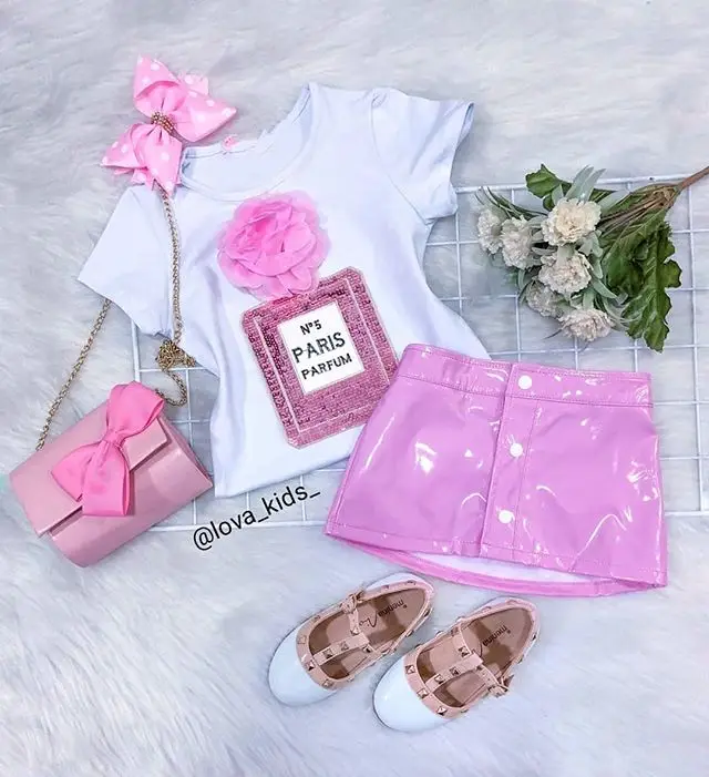 

Sedceaty, юбка для маленьких девочек, летний наряд, топ с коротким рукавом и перьями, футболка, комплект одежды