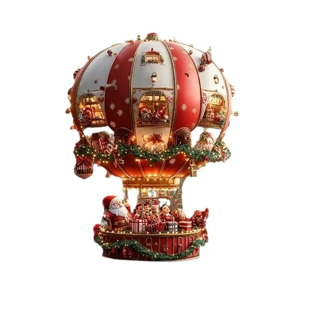 Christmas Hot Air Balloon Santa Claus Acrylic Flat Hanging Decoration, Bedroom and Living Room Wall Decoration
