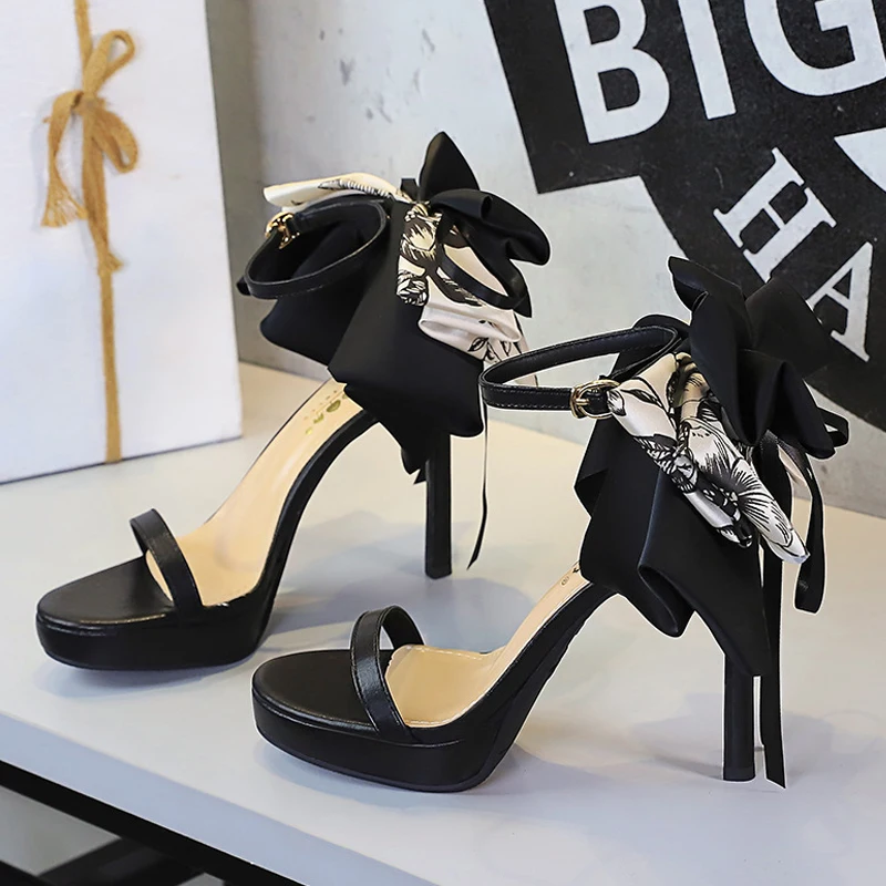 BIGTREE New Design Totem Butterfly-kont Buckle Strap Women Sandals Fashion Thin High Heels Open Toe Striptease Shoes image 3