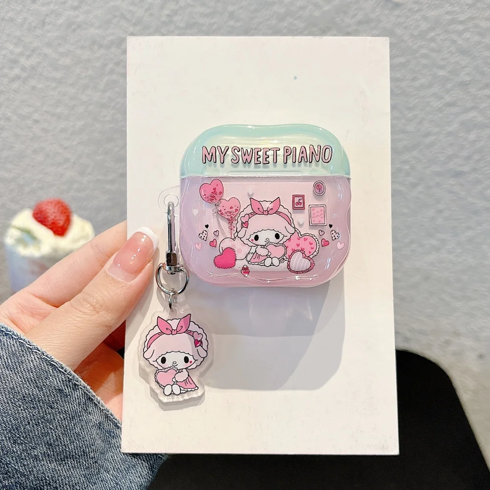 Casing Earphone My Melody Domba Merah Muda Mewah untuk Apple Airpods Pro 3 4 Pro 2 Headset Bluetooth Nirkabel Sampul Silikon