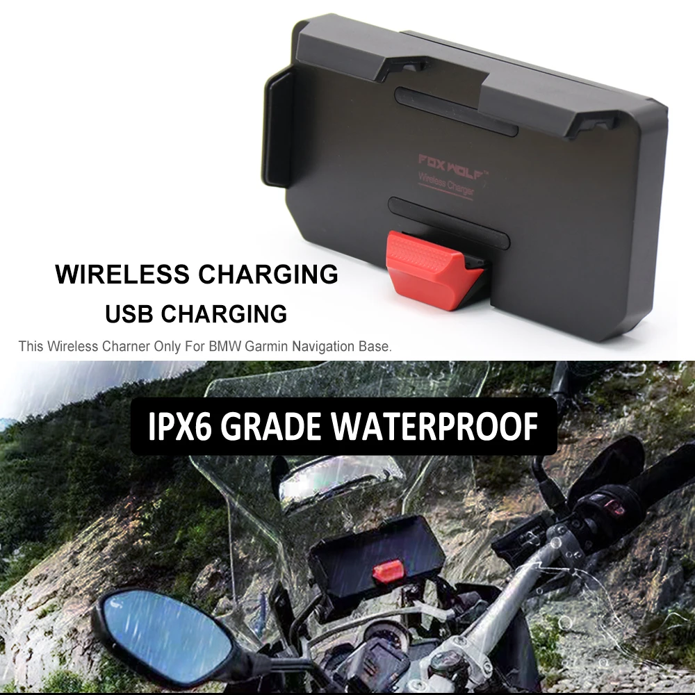 

New For BMW R 1200 1250 GS Adventure LC F 750 850 GS F900R Mobile Phone Navigation Bracket Motorcycle Wireless Charging Charger