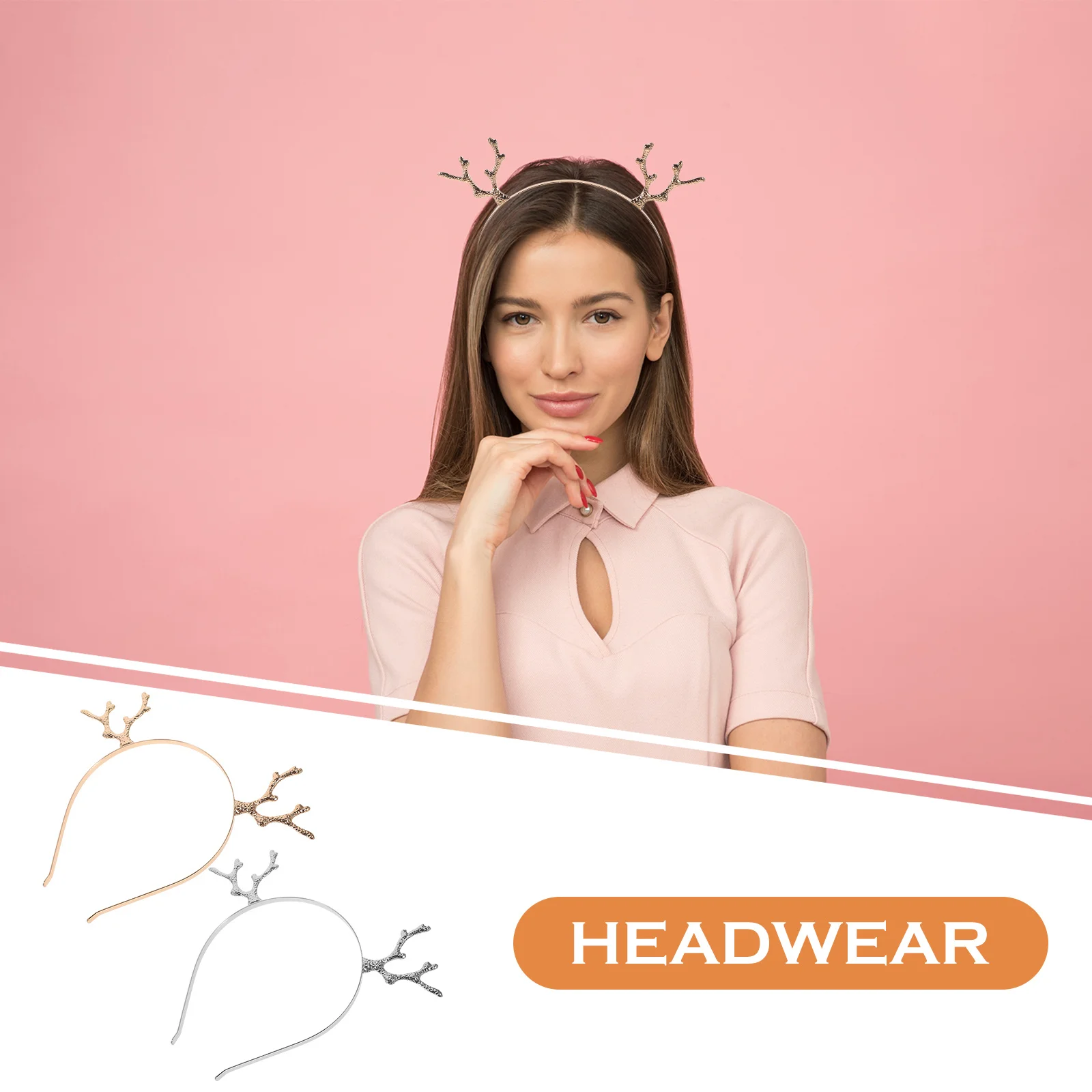 

2Pcs Festive Antler Hairhoop Stylish Christmas Headband for Kids Holiday Party Costume Decoration Xmas Gift Present