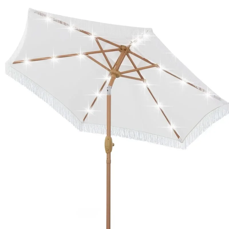 

Crank Easy Open Solar Light Emitting Diode Deck Outdoor Garden Parasol Terrace Umbrella with Beach Lighting System