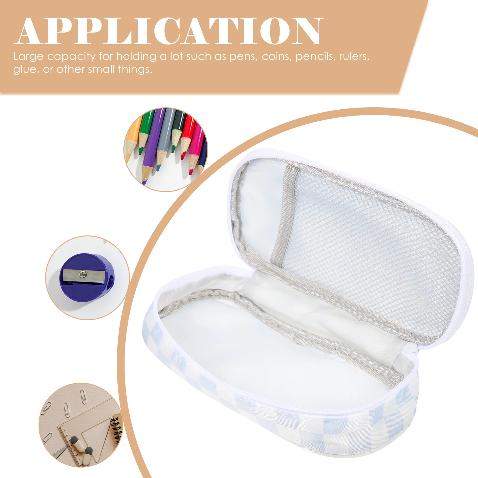 

Checkerboard Pencil Case High Capacity Kids Storage Large Stationery Bag Portable Multi Use Pen Bag Adorable Pencil Holder