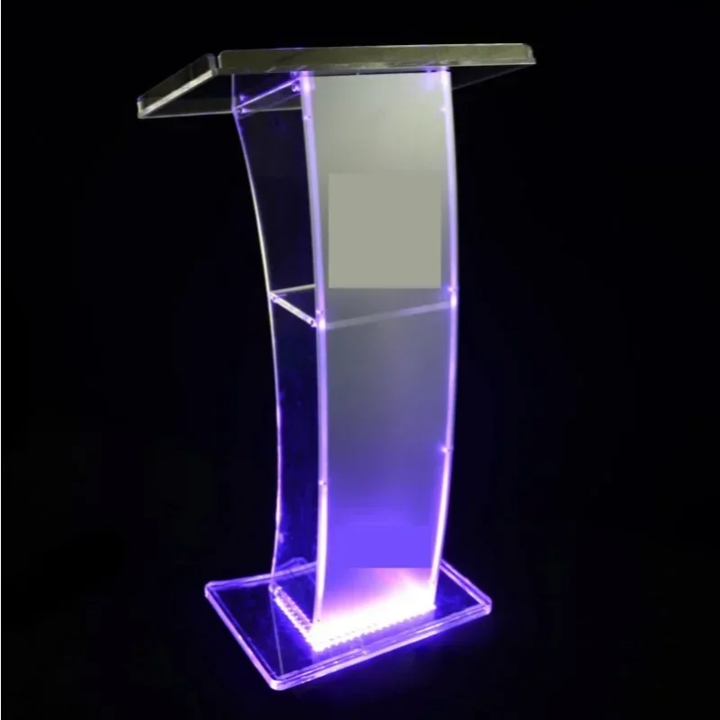 XY0002Crystal Speech Platform Plexiglass Colorful Lighting Welcome Reception Desk Square Conference Chair Taiwan Teaching Podium