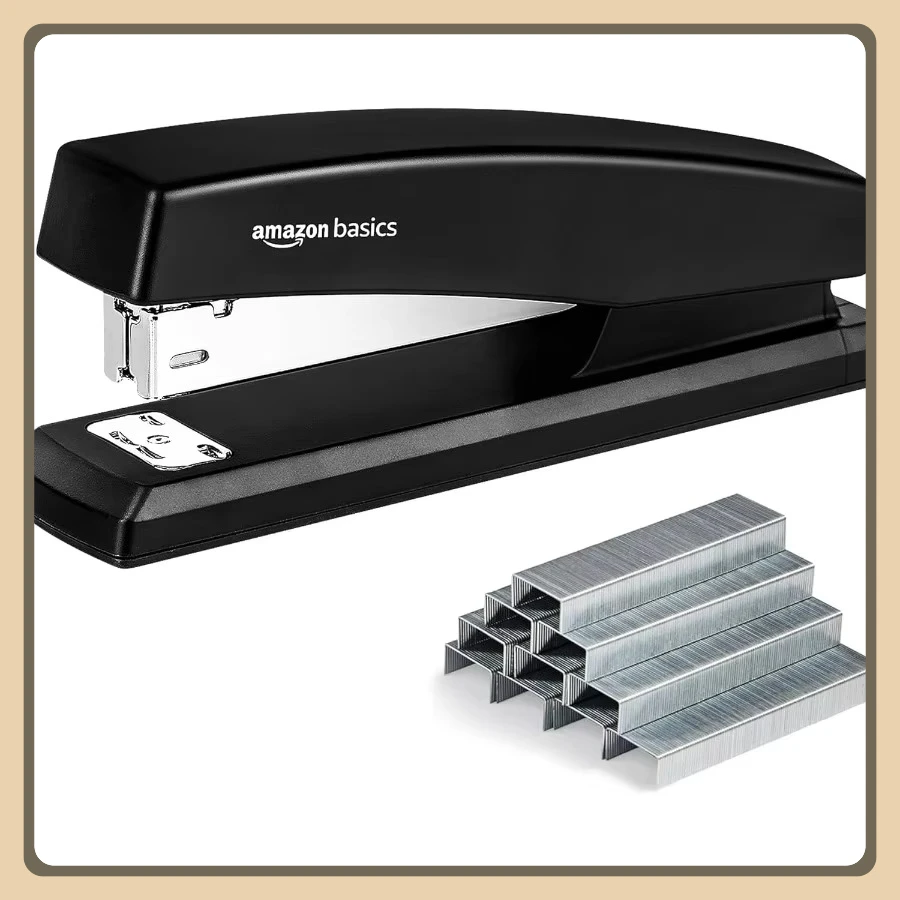 25매 용량 스테이플러 세트, 1000개의 스테이플 포함 및 미끄럼 방지 디자인 사무실 학교용