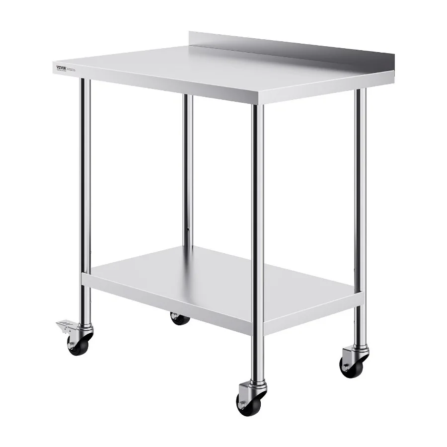 24 x 36 x 40 Inch Stainless Steel Work Table Commercial Food Prep Worktable with Casters Heavy Duty Prep Worktable Metal Work T
