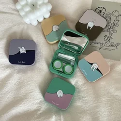 Little Cat Simple Contact Lens Box Companion Care Box Portable Lovely Pupil Box Japanese Vintage Glasses Case