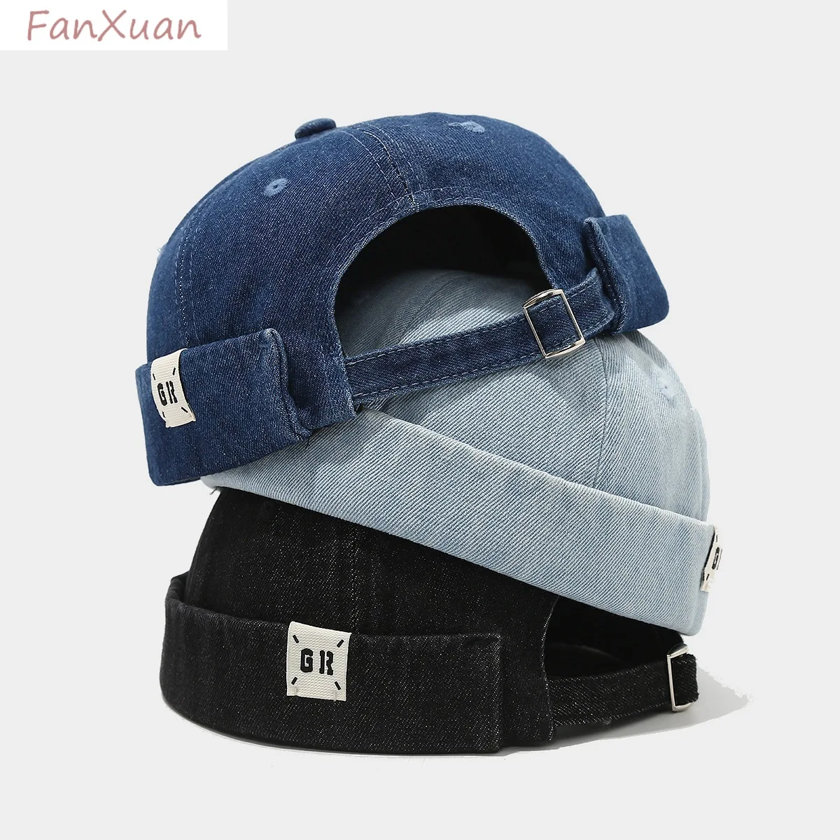 Denim Hat for Men Women Dome Cap Letter label Adjustable Docker Hats Streetwear Hip Hop Beanie
