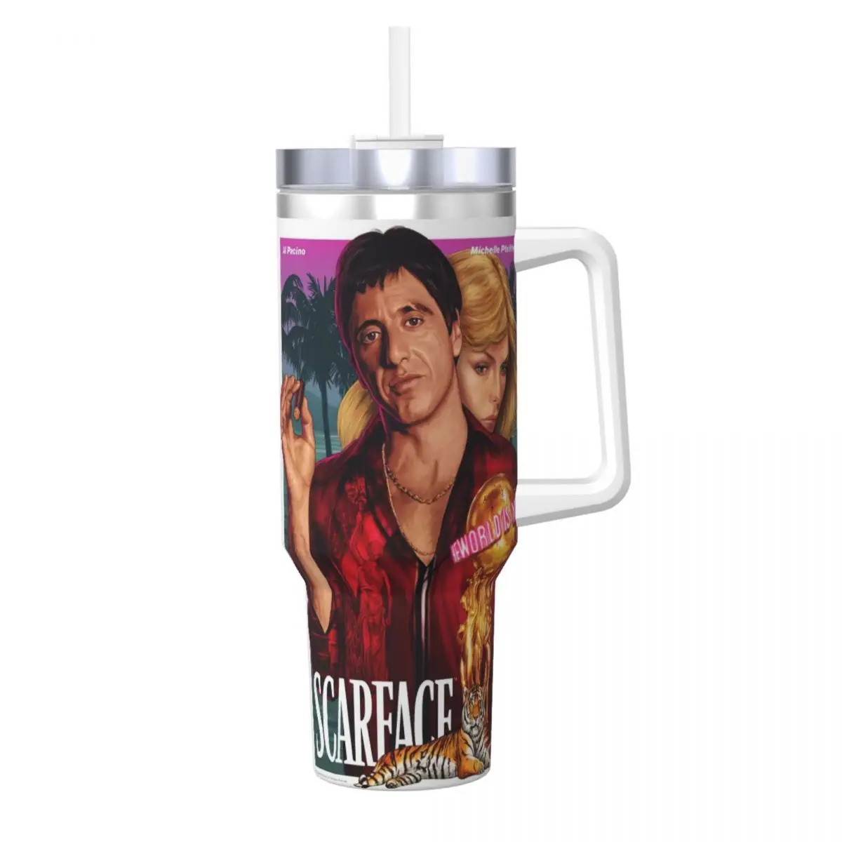 

Stainless Steel Tumbler Scarface Movie Mugs Cup With Straws Travel Hot Drinks Water Bottle Insulated Large Capacity Thermal Cups