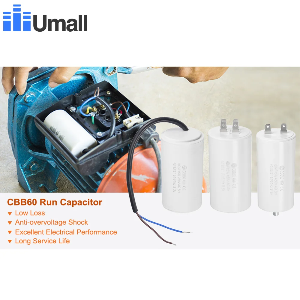 CBB60 8UF 450V AC Running Capacitor 4 Pins Motor Start Capacitor For Electric Machine Water Pumps QB-60 IDB-35 PM-45