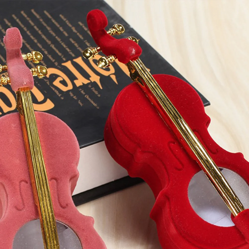 

1Pcs Creative Jewelry Box Violin Shape Red Portable Organizer Travel Storage Case for Rings Earrings Necklace Jewelry Box