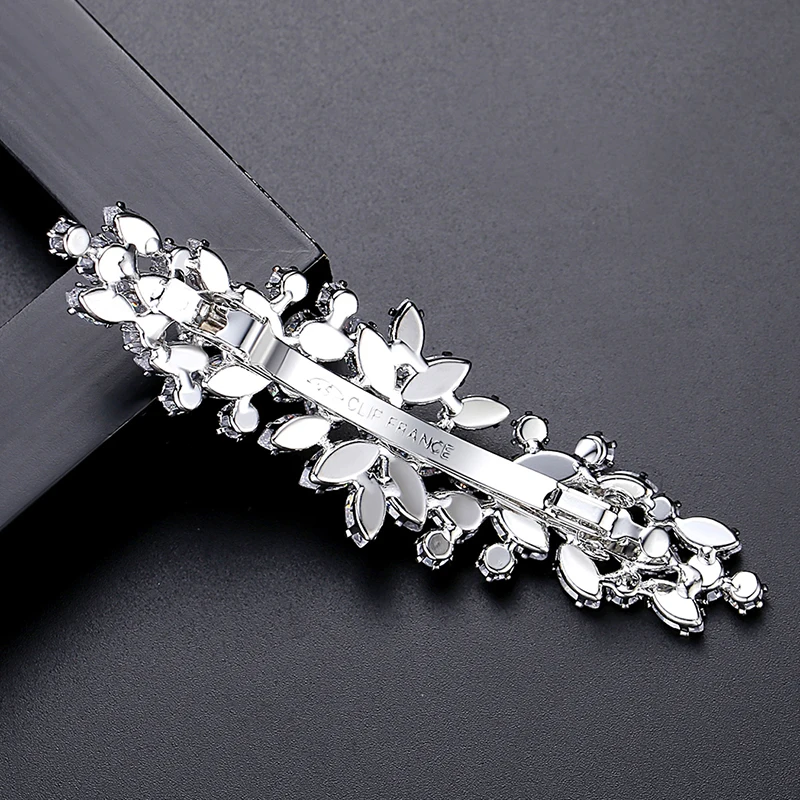 LUOTEEMI Chic Cubic Zirconia Shinning Hair Jewelry Silver Color Temperament Retro Elegant Accessories for Bride Dress Decoration