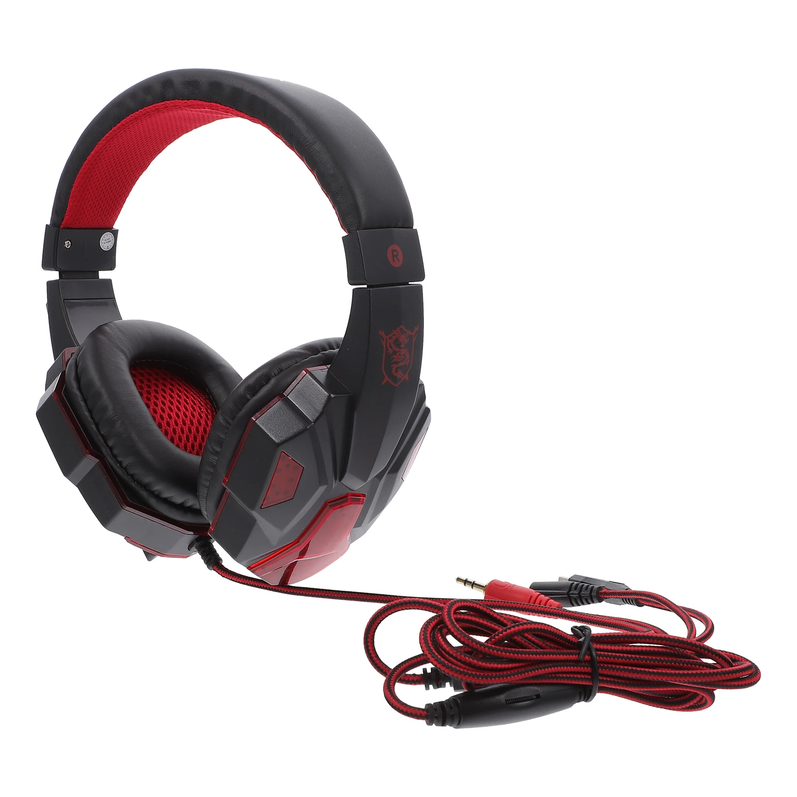 

Gaming Headset E-sports Wired Earphones Black Red Protein Cushions Noise Cancelation Mic Volume Control Travel Over Ear
