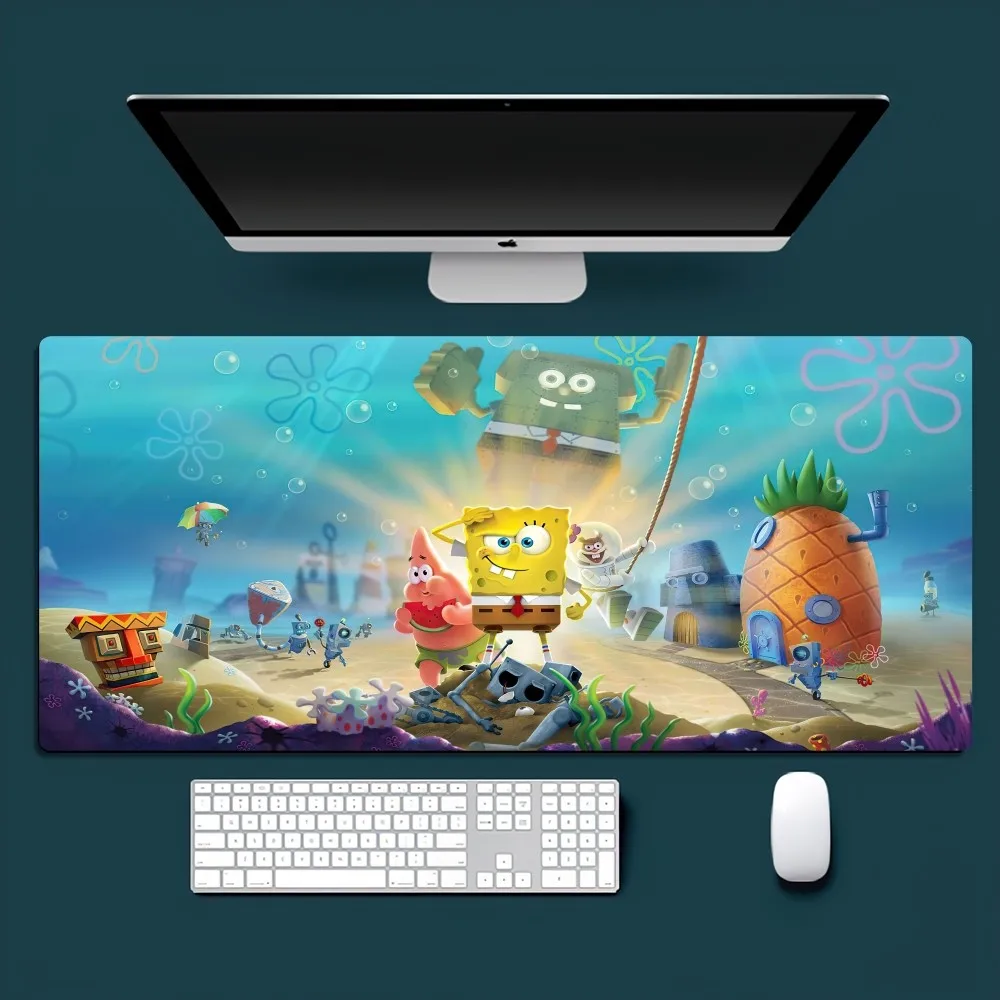 Bilibili Cartoon S-Sponge Cute B-Bob Mousepad Office Small Large PC Computer Keyboard Mouse Game Rubber Anti-Slip Mice Mat Big