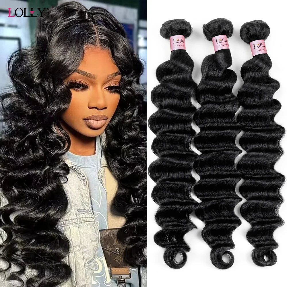 

Lolly 28 30 Inches Loose Deep Wave Bundles Brazilian Hair Extension Human Hair Bundles Deep Wave Bundles Remy Human Hair Weave