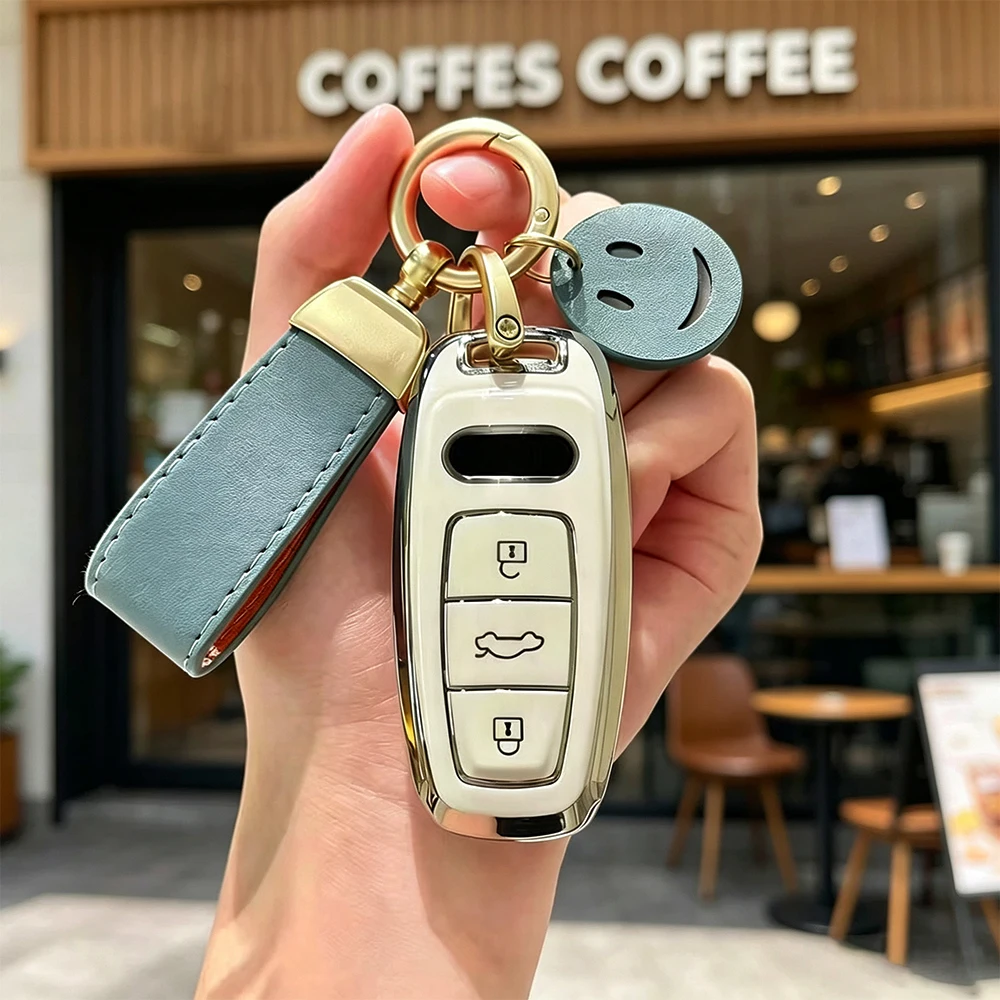 TPU Autoschlüssel-Schutzhülle für Audi A3 8Y A4 A6 A7 A8 E-tron Q5 Q8 C8 D5 Schlüssellose Schlüsselhülle Zubehör