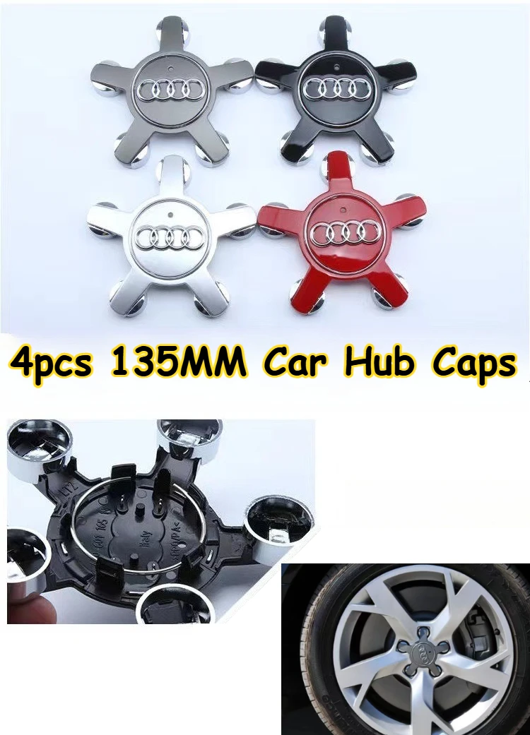 

4 шт., 135 мм, колпаки для автомобильных ступиц 4F0601165 для Audi A4 A5 A6 A7 Q3 Q5 A3 S5, аксессуары, автомобильные колпаки для ступиц, колпаки на обод