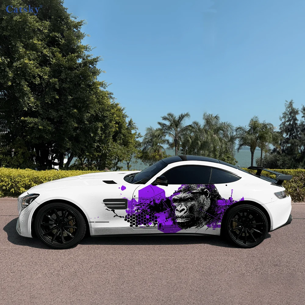 

Шимпанзе крутая боковая наклейка автомобиля, ПВХ, самоводонепроницаемая палочка, яркие внешние аксессуары для автомобиля, декор, защитный подарок для любителей автомобилей