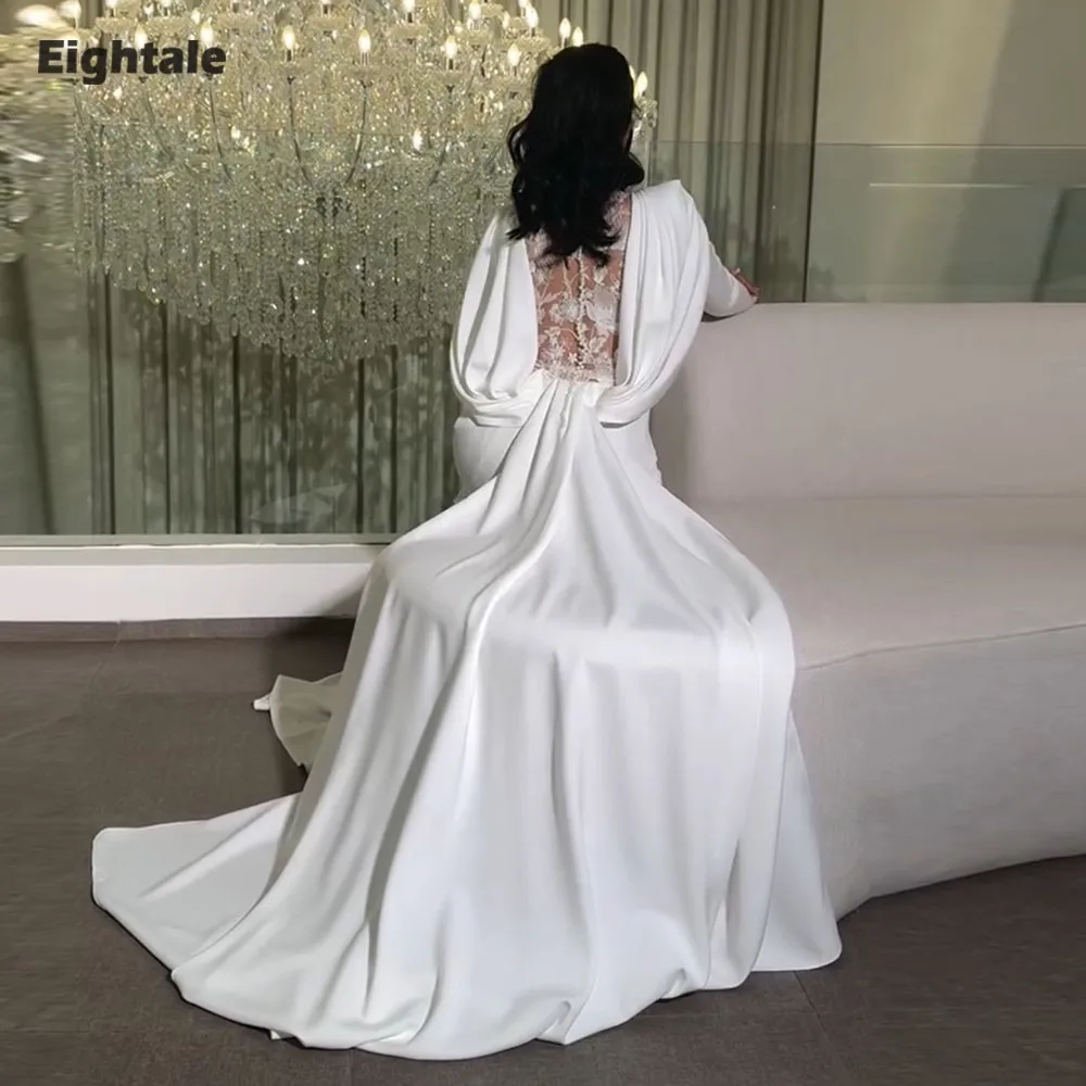 

Eightale Boho Свадебные платья без бретелек по индивидуальному заказу Русалка Арабские свадебные платья с длинными рукавами Атласные платья de novia