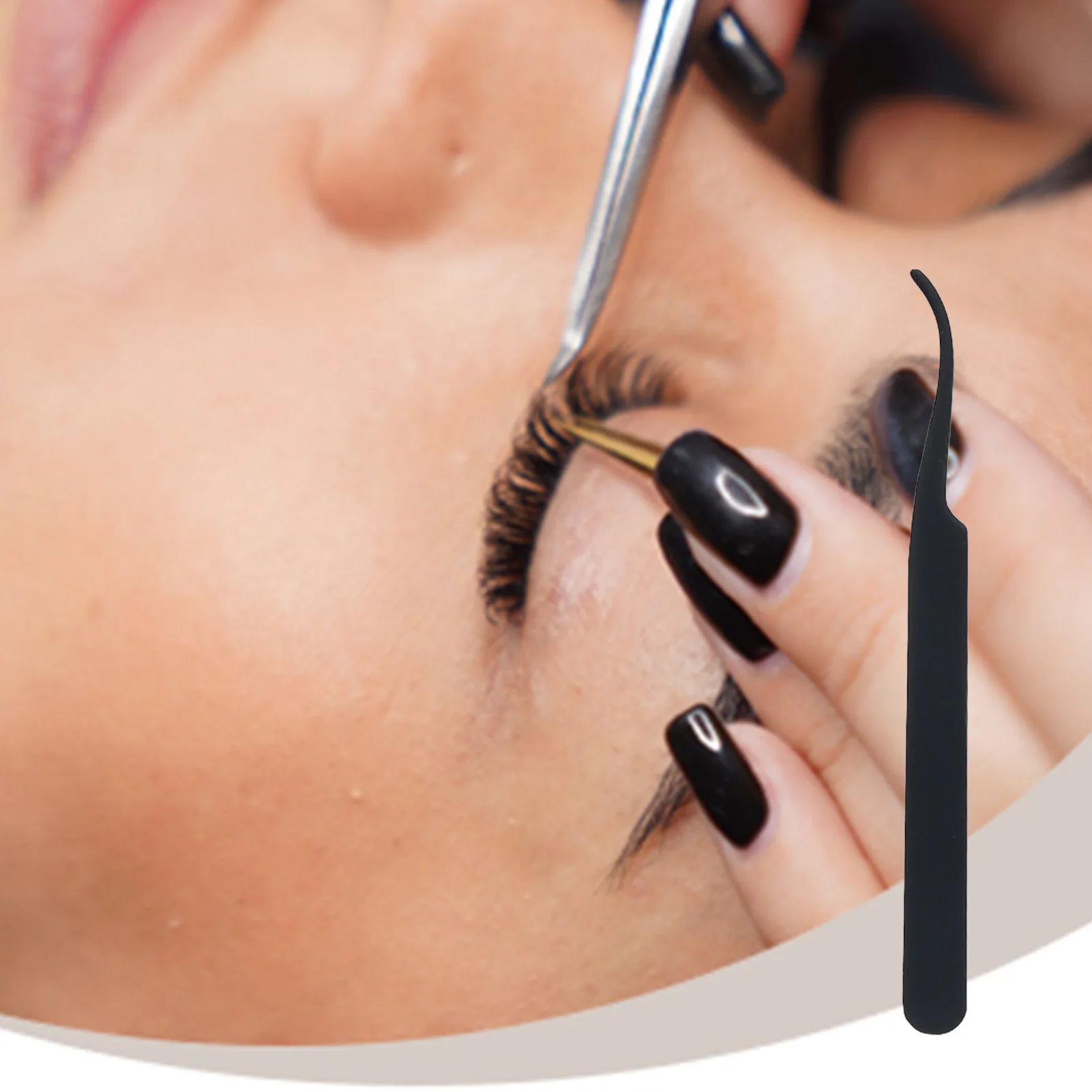 Precyzyjne pęsety do rzęs ze stali nierdzewnej z okrągłą końcówką do przedłużania rzęs, narzędzie do makijażu.