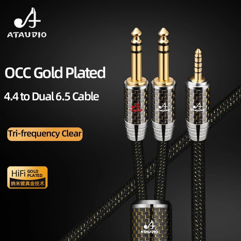HiFi 4.4mm to Dual 6.5mm Cable for Amplifier Mixer Hi-End OCC Gold-plated 4.4mm Balanced to Splitter 6.5mm Stereo Audio Cable