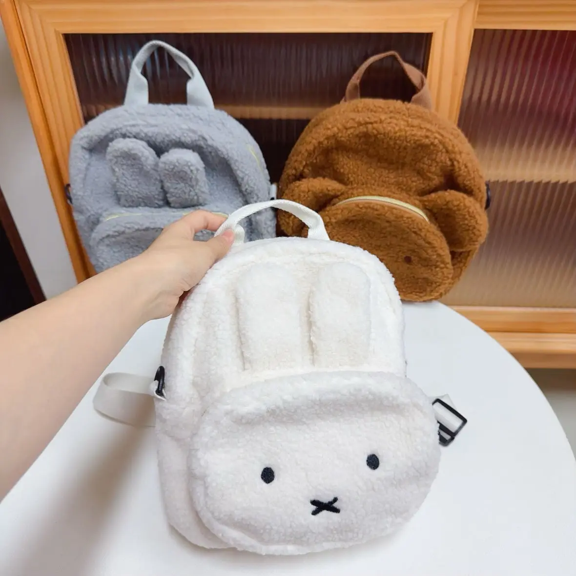 Kawaii Miffy Boris Cartoon Cute Lamb Wool Backpack Small Portable One-shoulder Storage Bag Christmas Gift Toy